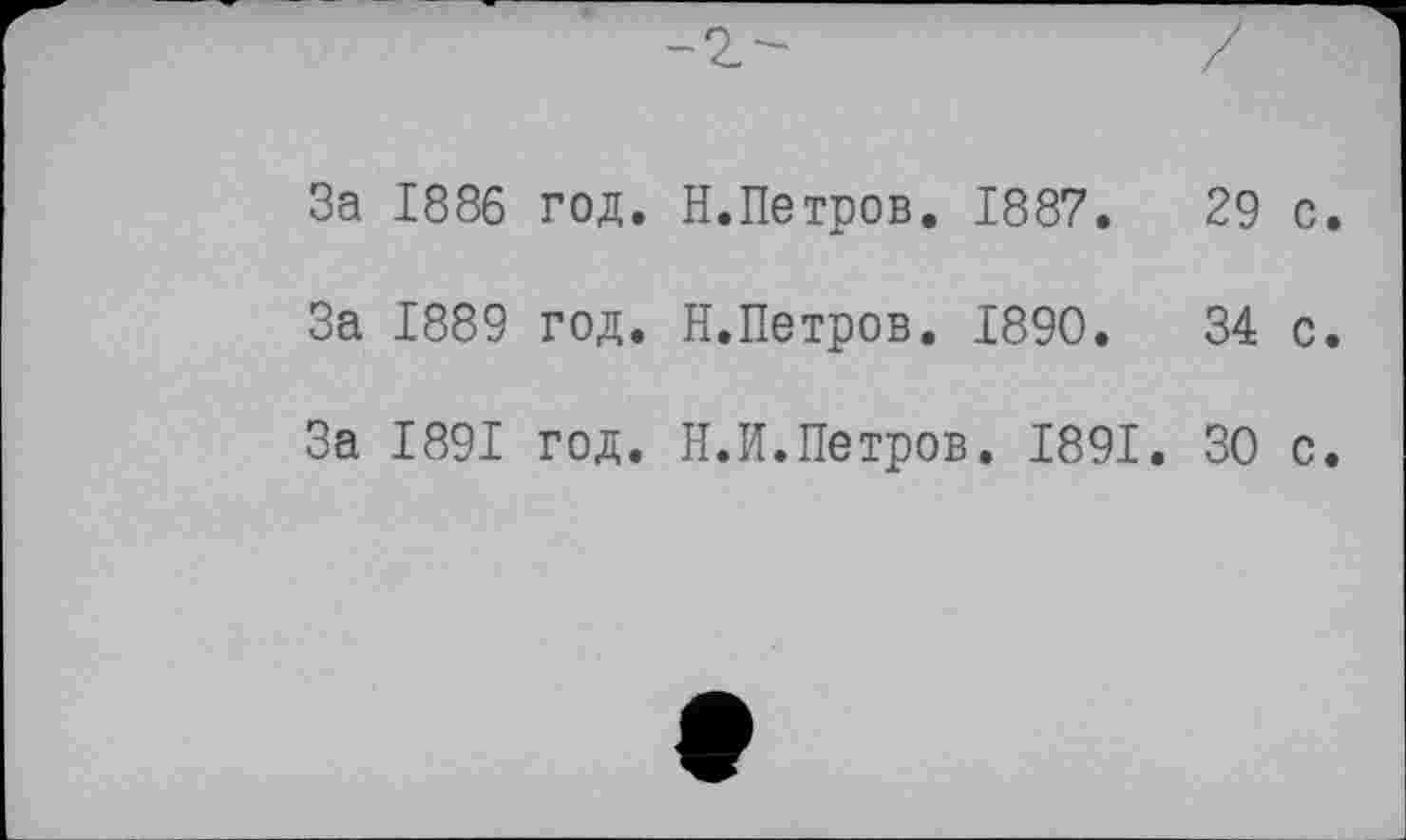 ﻿За 1886 год. Н.Петров. 1887.	29 с.
За 1889 год. Н.Петров. 1890.	34 с.
За 1891 год. Н.И.Петров. 1891. 30 с.